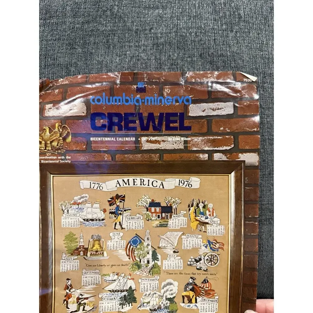 Vintage Erica Wilson Columbia-Minerva CREWEL Bicentennial Calendar Kit America